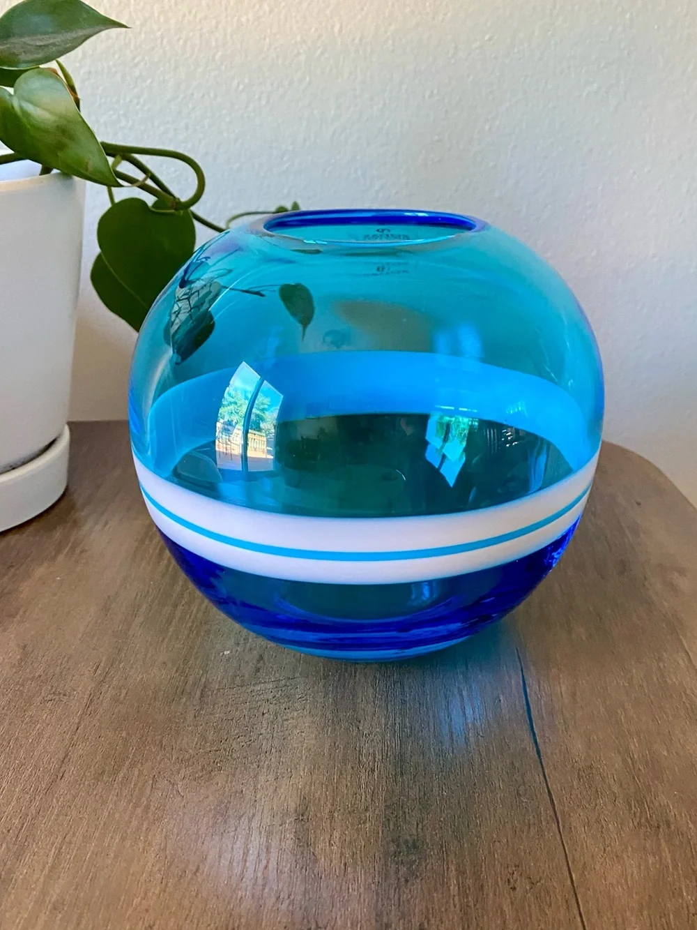 Zodax Blue Glass Round Vase